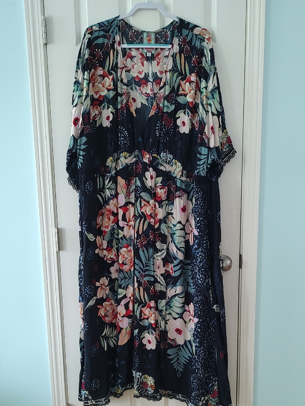 Johnny Was Black Floral Dress, Light and Flowy